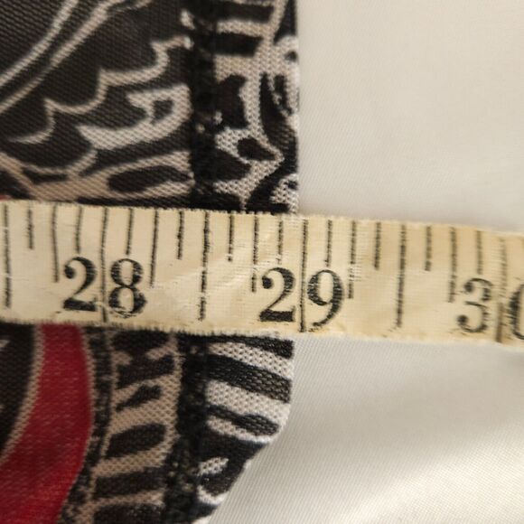 Chico's Easywear 3 Womens 16 Black Paisley Sheer Roll Tab Button Up Shirt Blouse - Picture 9 of 9